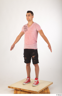  Colin black shorts clothing pink t shirt red shoes standing whole body 0010.jpg
